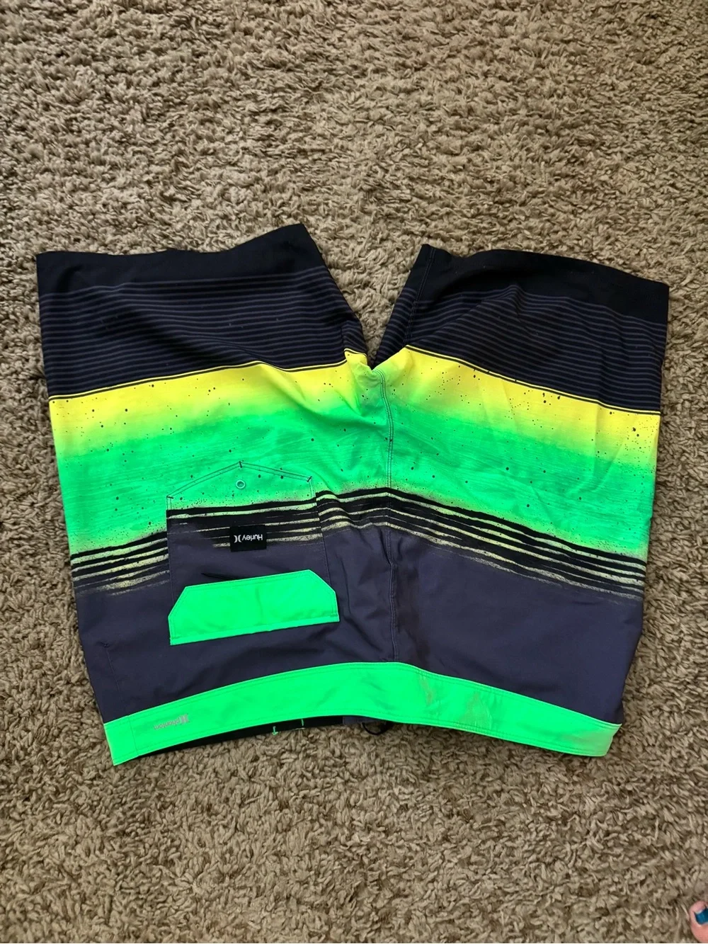 Hurley Men’s Green phantom Stripe Boardshorts